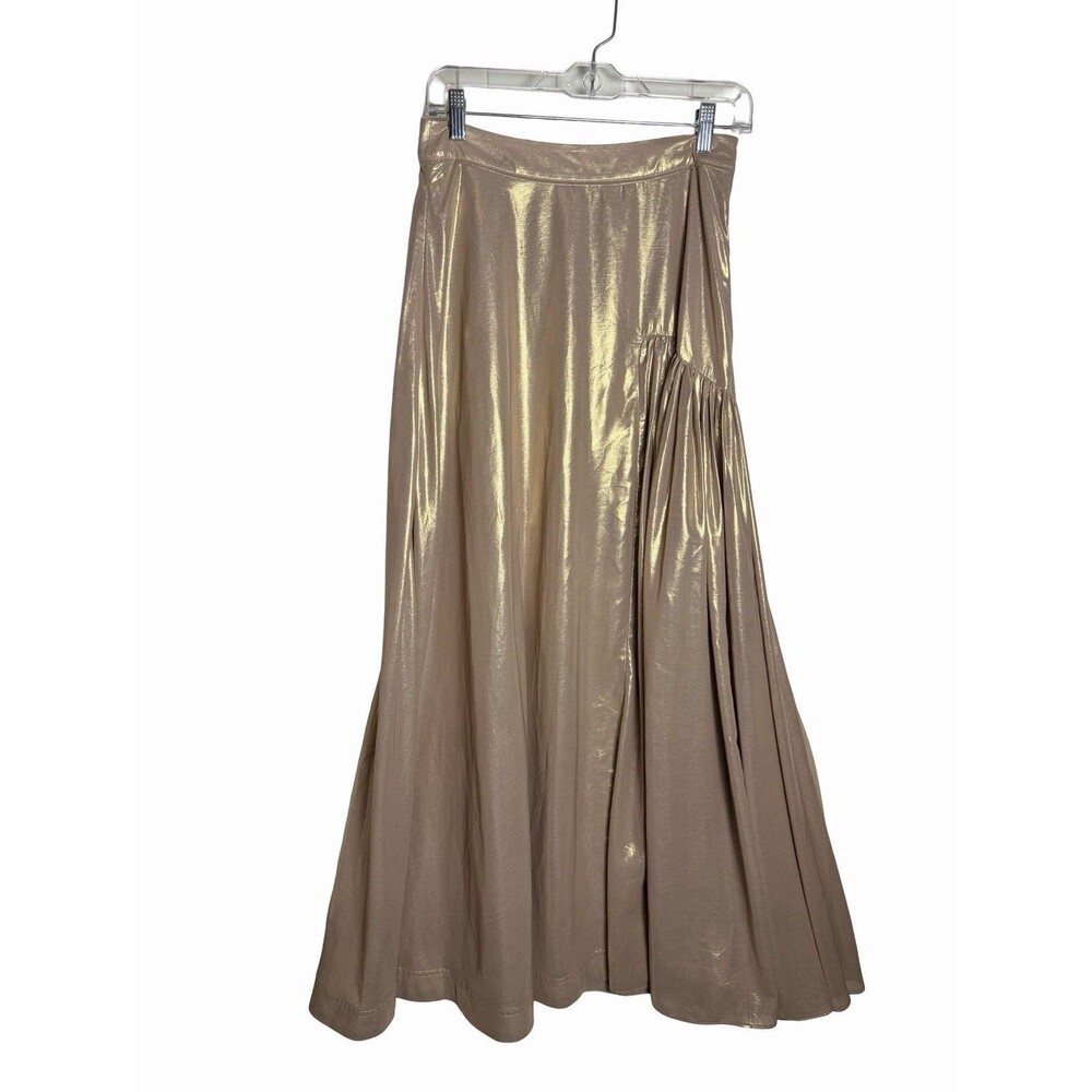 Free People Metallic Maxi Skirt Women's 4 Taupe ETHEREAL DREAMY Catch the Wind
